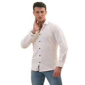 White with inside Black Floral Men's Shirt