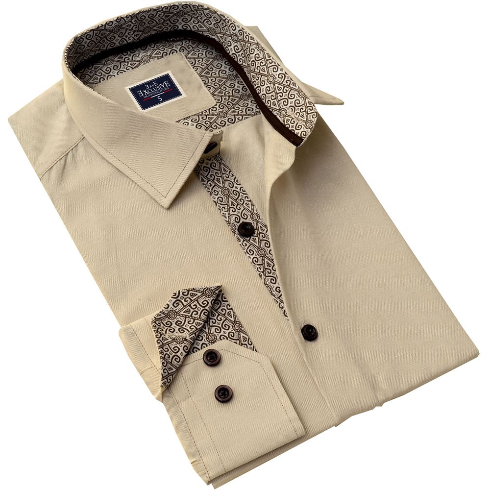 Beige with inside Brownish Men's Shirt