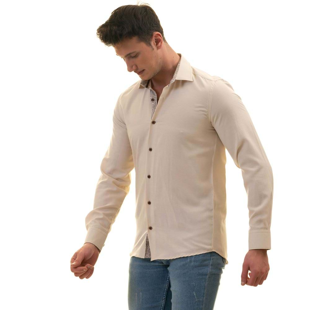 Beige with inside Brownish Men's Shirt