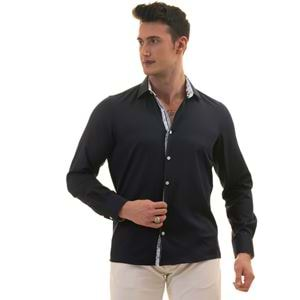 Navy Oxford inside Floral Men's Shirt