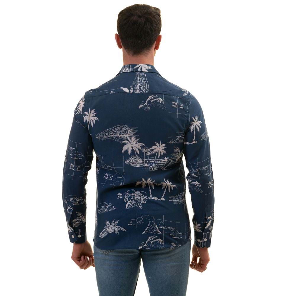 Indigo Blue Hawaii Designer Men's Shirt