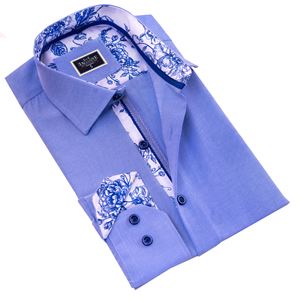 Sky Blue Oxford with Floral inside Men's Shirt