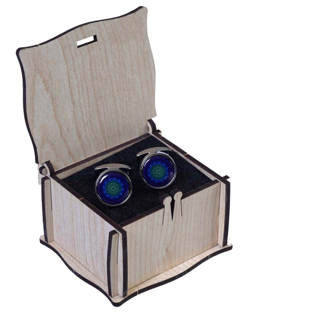 Navy Blue Pair of Cufflinks with Box