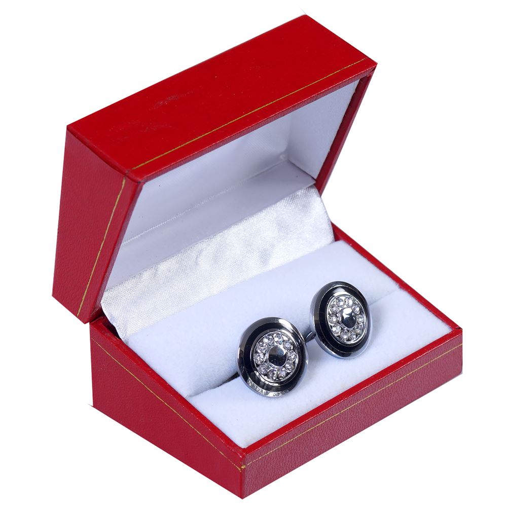 Black Designer Pair of Cufflinks with Box