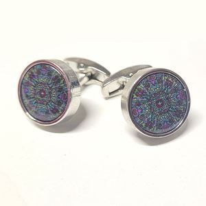 Purple Blue Designer Pair of Cufflinks with Box