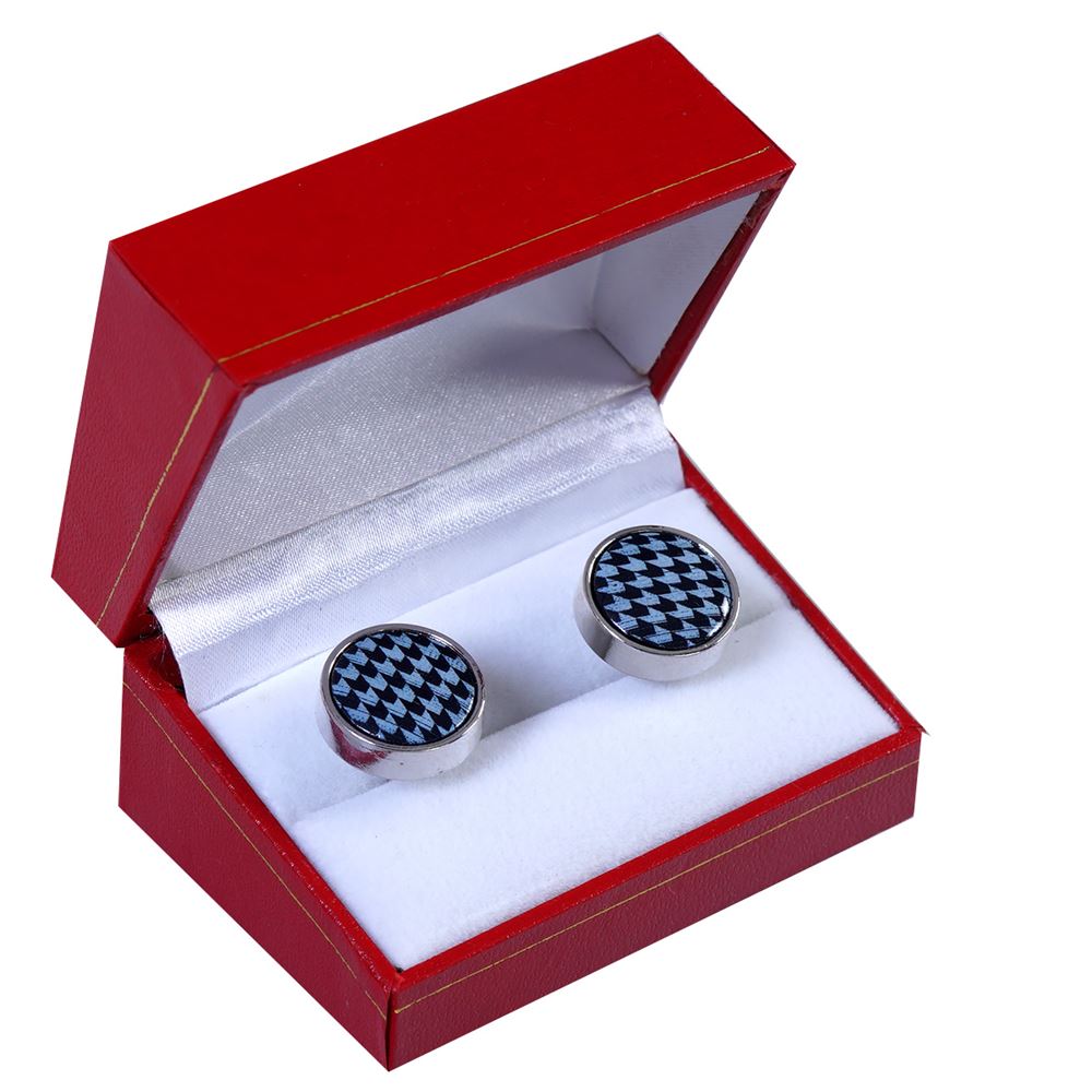 Blue Black Designer Pair of Cufflinks with Box