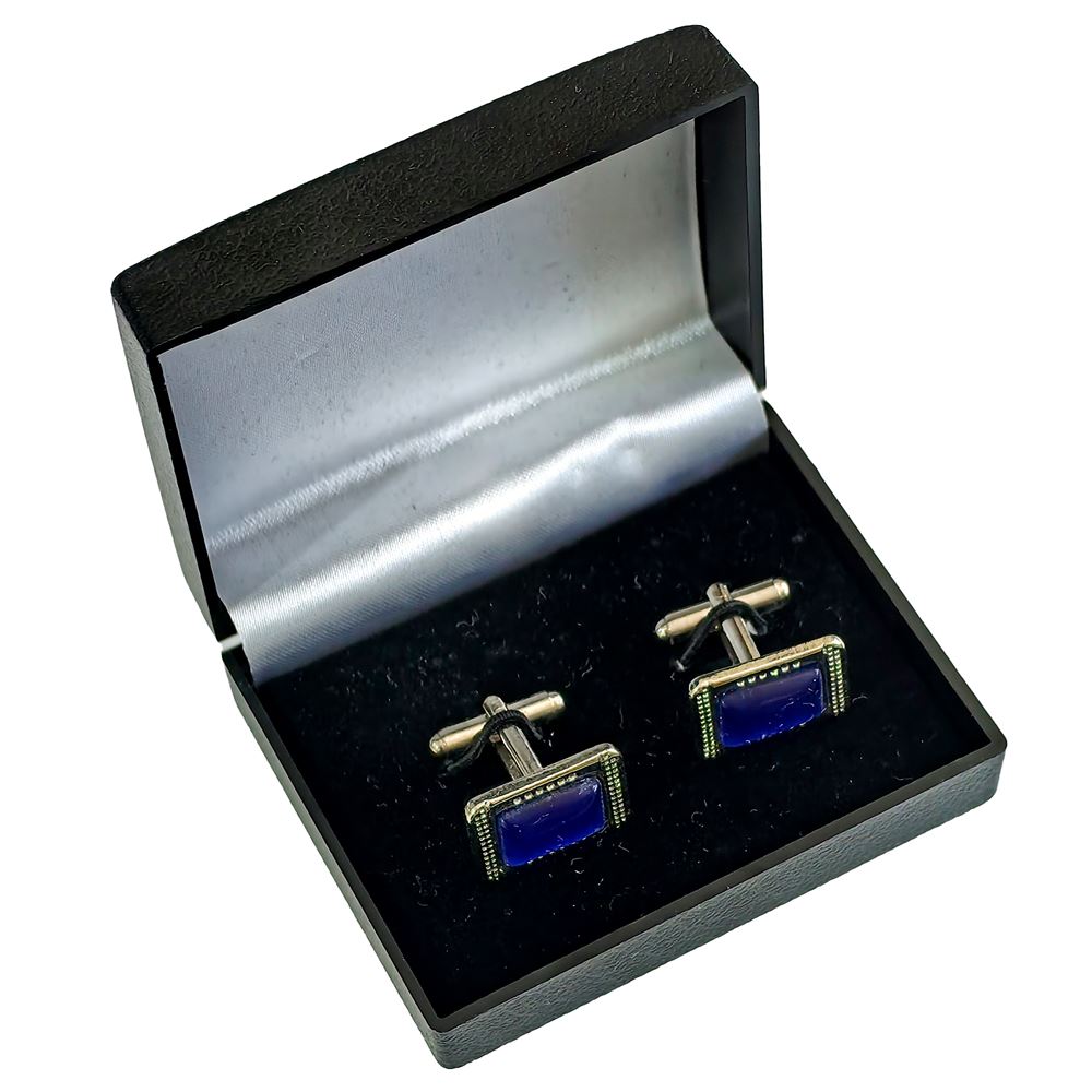 Blue Designer Pair of Cufflinks with Box