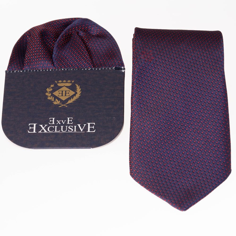 Red Blue Polka Dot Tie & Pocket Square Set