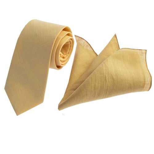 Light Orange Linen Tie & Pocket Square Set