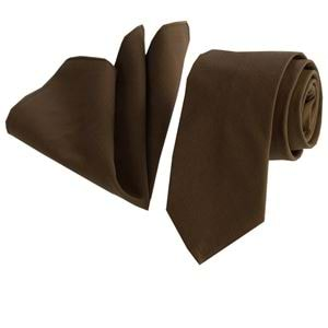 Brown Linen Tie & Pocket Square Set