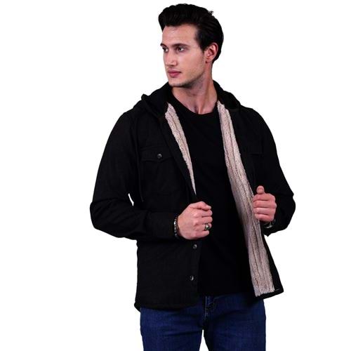 Smoke Gray Men's Fur Lined Jacket Shirt