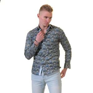 Khaki Green Blue Paisley Men's Shirt