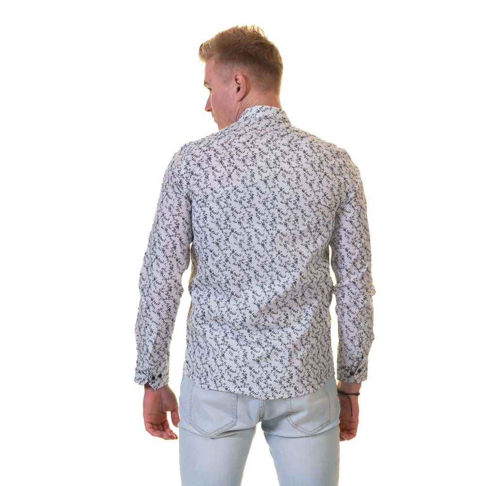 White Gray Floral Men's Shirt
