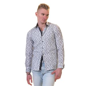 White Gray Floral Men's Shirt