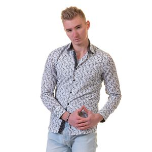 White Gray Floral Men's Shirt