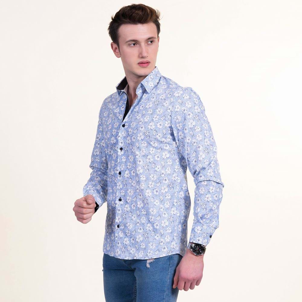 Blue Floral Printed Men's Shirt