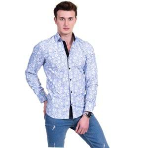 Blue Floral Printed Men's Shirt