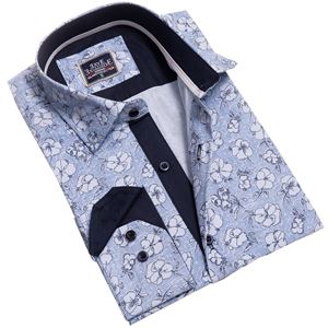 Blue Floral Printed Men's Shirt