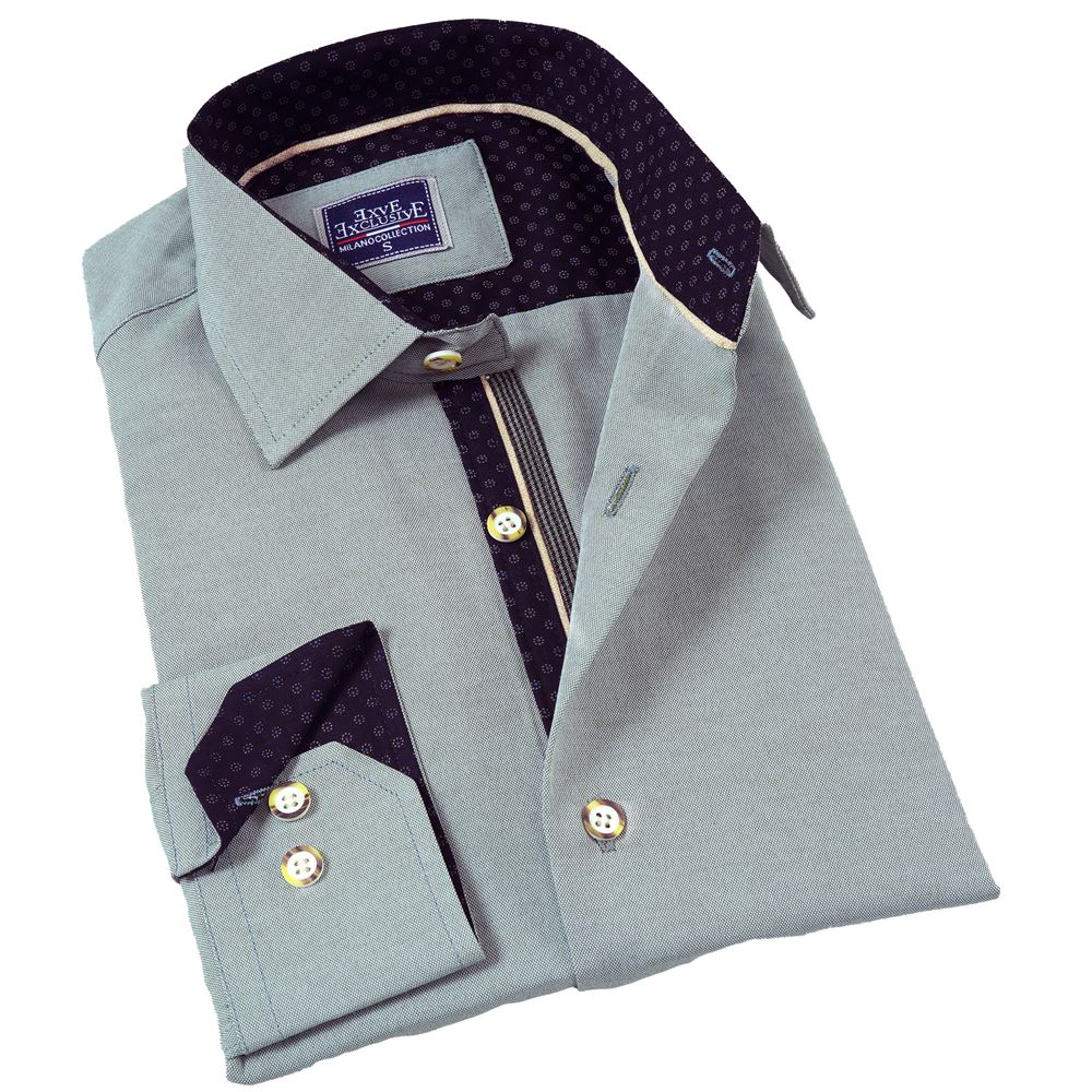 Green Contrast Collar inside and Cuff Men's Shirt