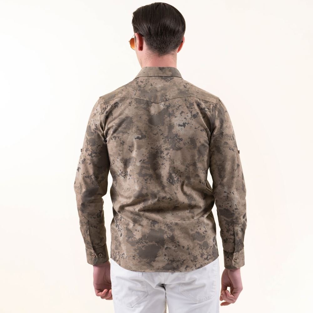 Army Camouflage Double Pocket Western Men's Shirt