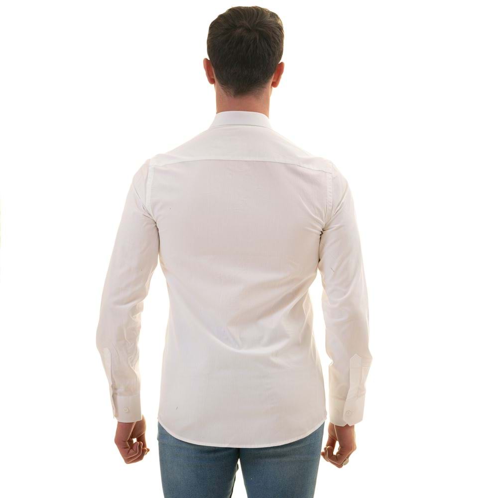 White Basic Solid 100% Cotton Men's Shirt