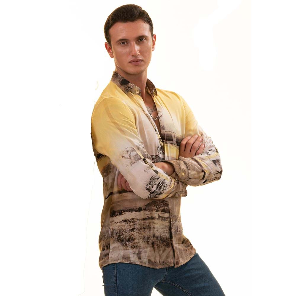 Zebra and Madacascar Forest Style Designer Men's Shirt
