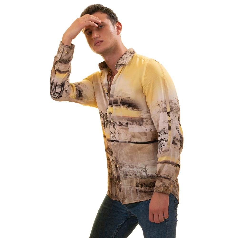 Zebra and Madacascar Forest Style Designer Men's Shirt