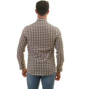 Black Checkered on Beige Men's Shirt