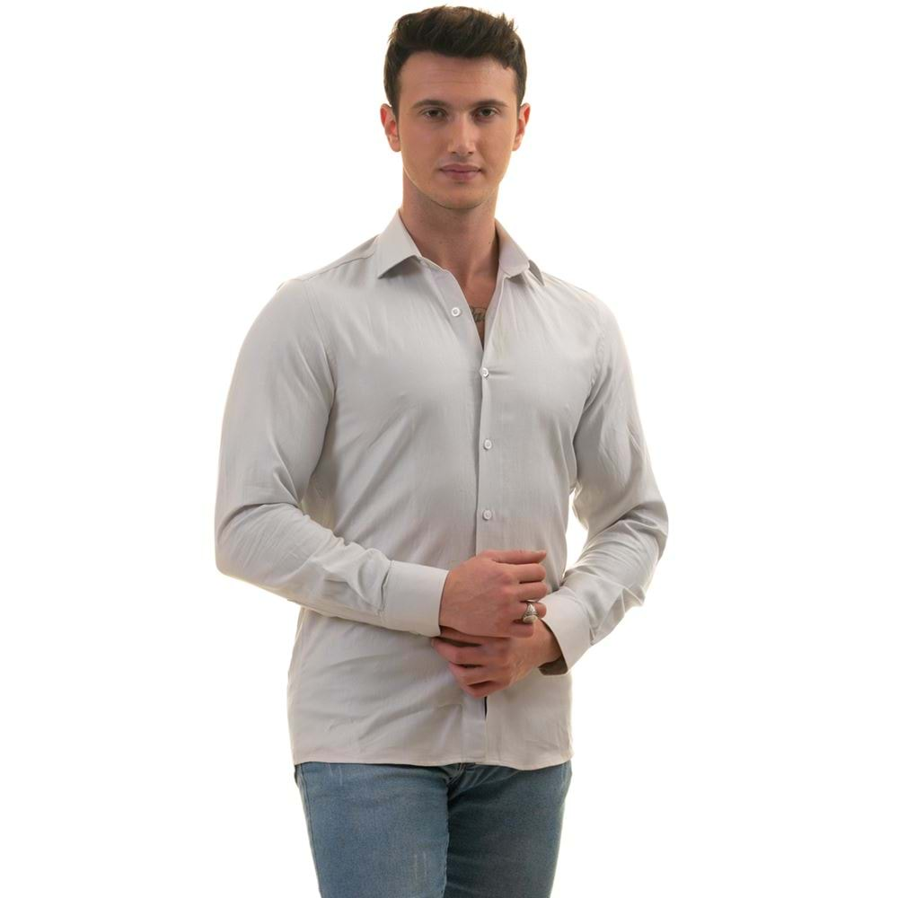 Gray Herringbone Classic Men's Shirt