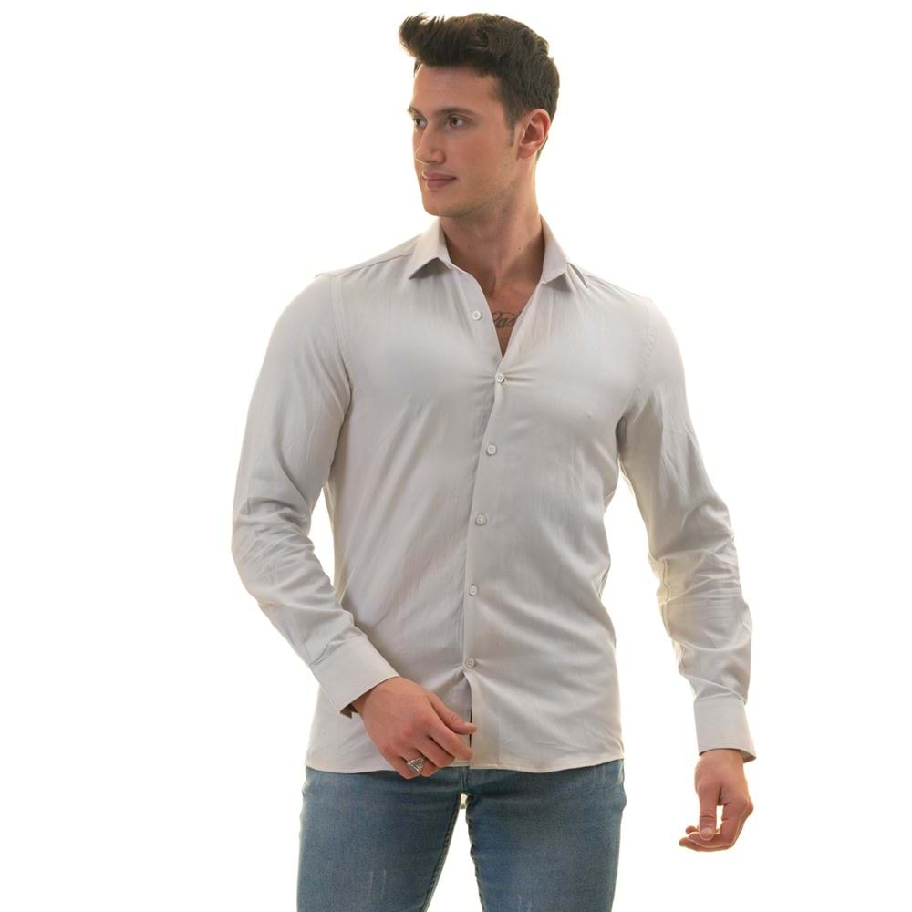 Gray Herringbone Classic Men's Shirt