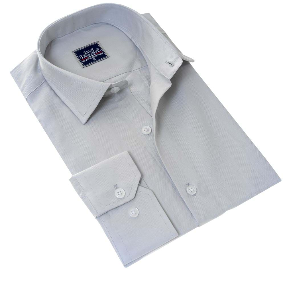 Gray Herringbone Classic Men's Shirt