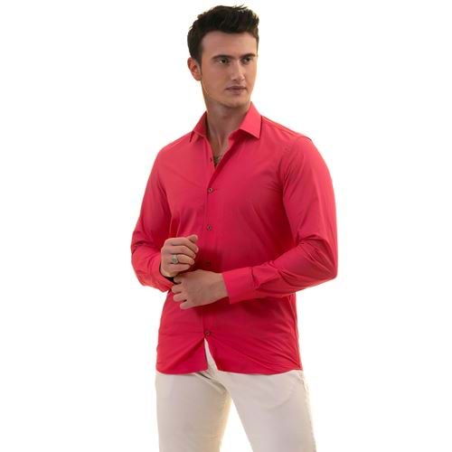 Deep Pink Plain Smart Men's Shirt