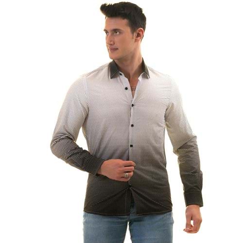 Black Digital Printed Gradient Polka Dot Men's Shirt