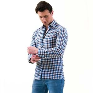 Blue and Navy Squares Men's Shirt