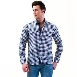 Blue and Navy Squares Men's Shirt