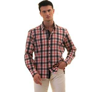 Red Blue Plaid Men's Shirt