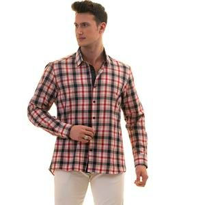 Red Blue Plaid Men's Shirt