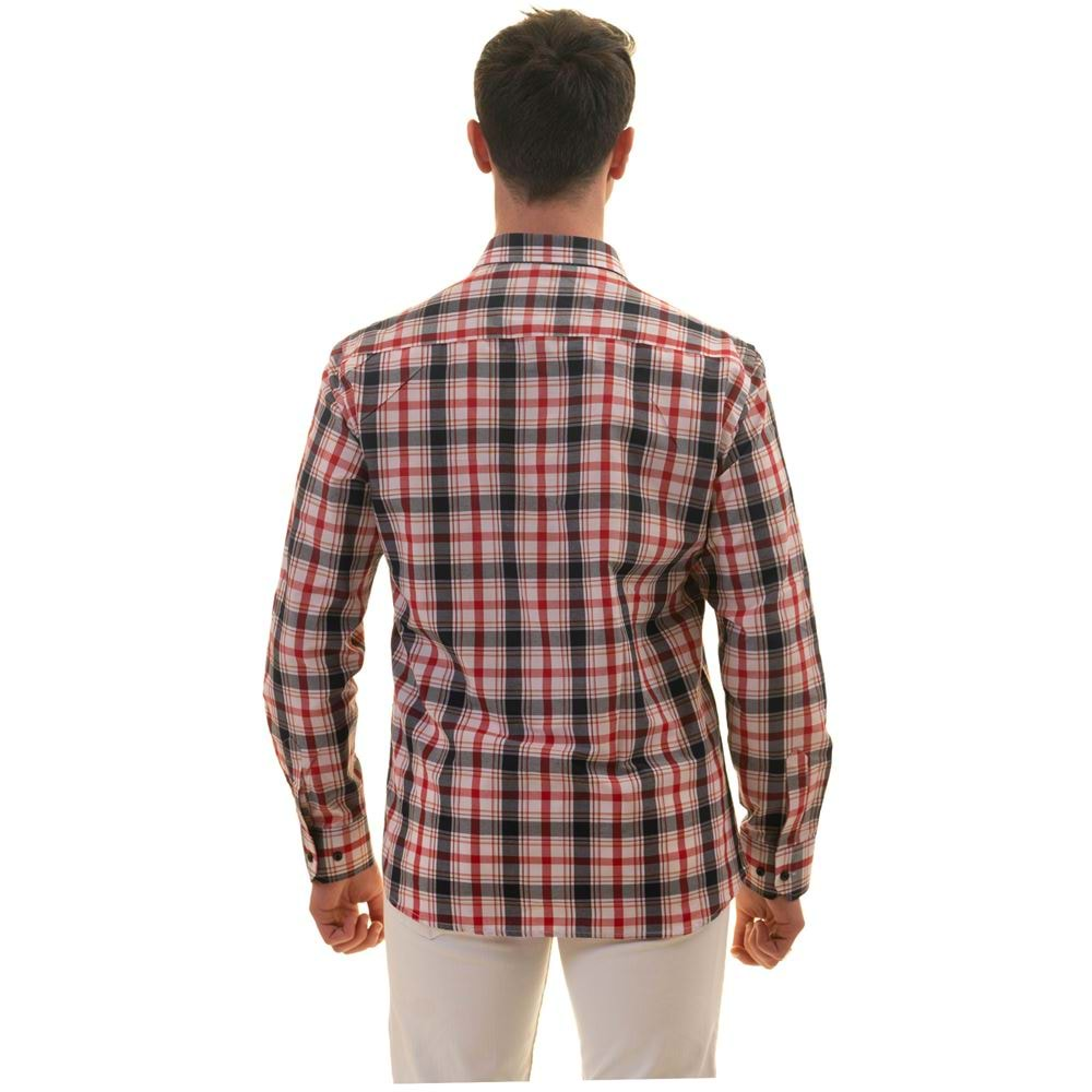 Red Blue Plaid Men's Shirt