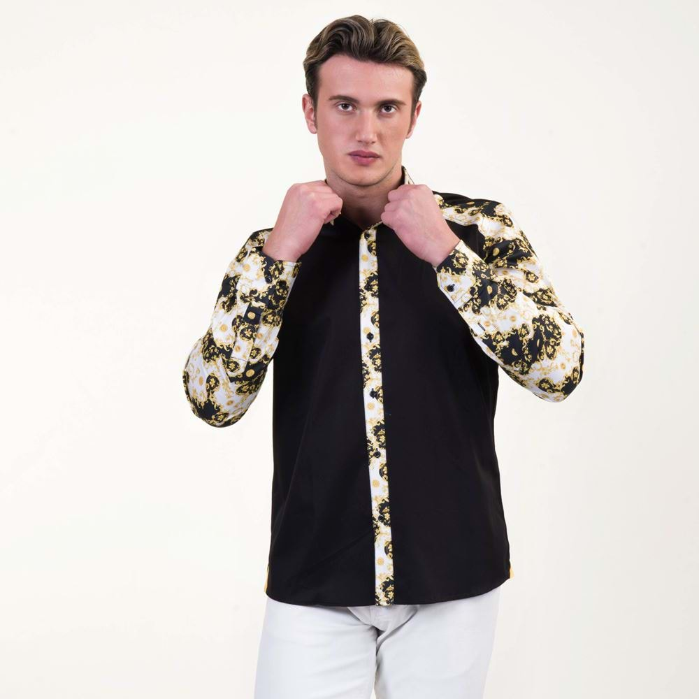 Black with Golden Paisley Arms Men's Shirt