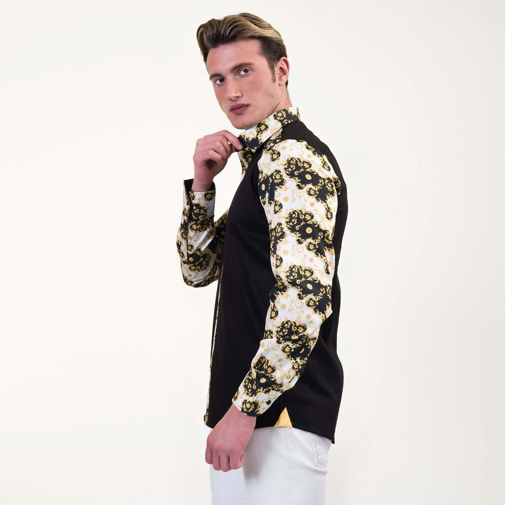 Black with Golden Paisley Arms Men's Shirt