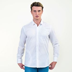 White with Off White Lion Printed Designer Men's Shirt