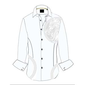 White with Off White Lion Printed Designer Men's Shirt