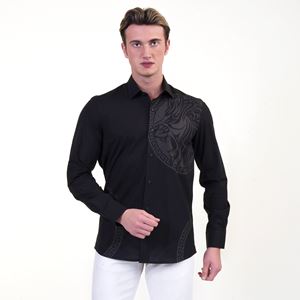 Black with tone to tone Lion Printed Men's Shirt