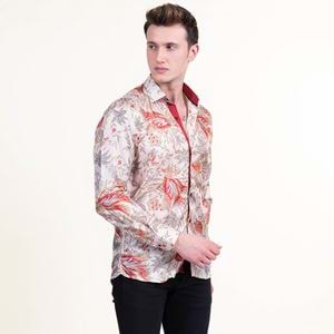 Beige with Red Paisley Vintage Men's Shirt