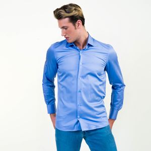 Blue Compact Sattin Cotton Men's Shirt