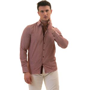 Burgundy & White Gigham Men's Shirt