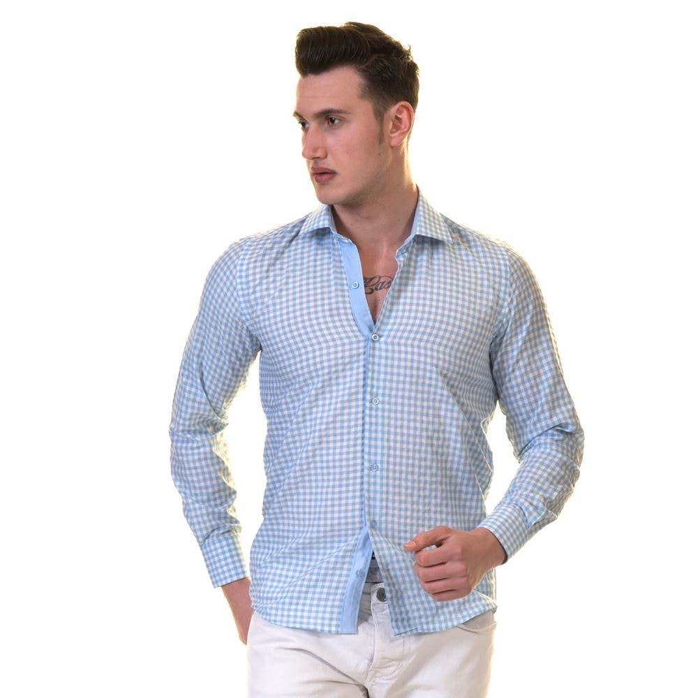 Blue & White Gigham Men's Shirt