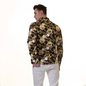 Black & Gold Skull Printed Printed Cotton Men's Shirt