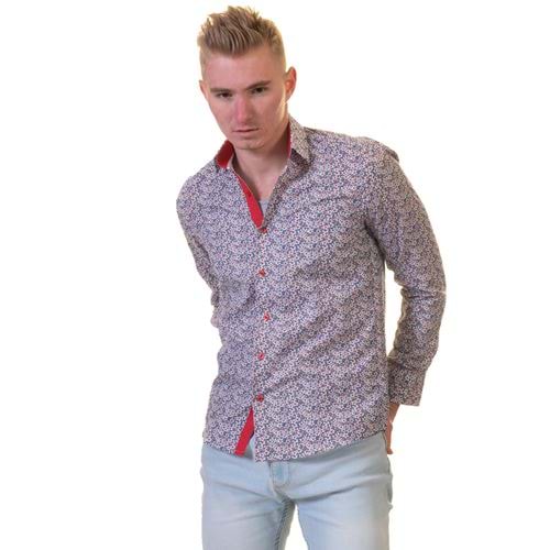 Red Blue Floral Men's Shirt