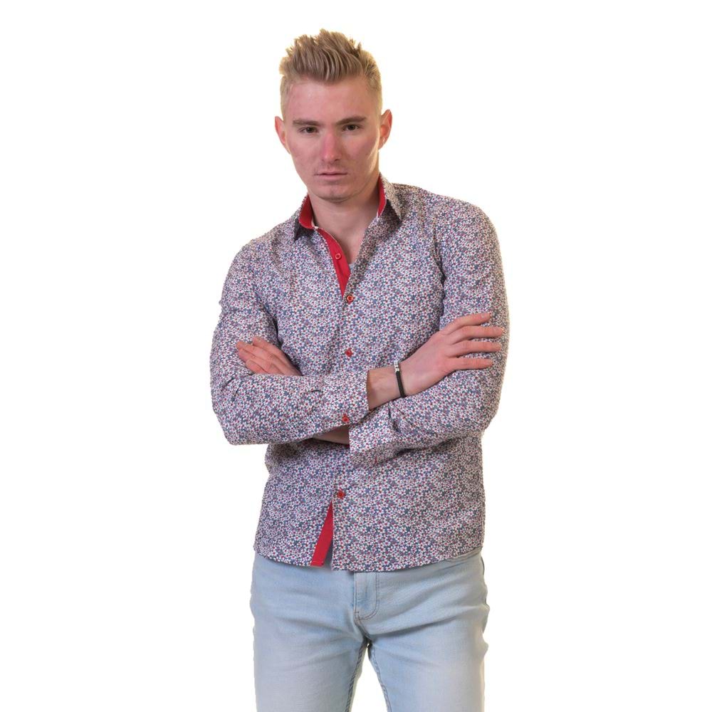 Red Blue Floral Men's Shirt
